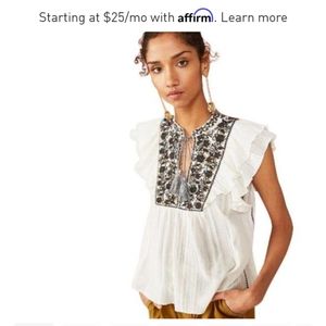Ulla Johnson embroidered sequin Ruffle blouse